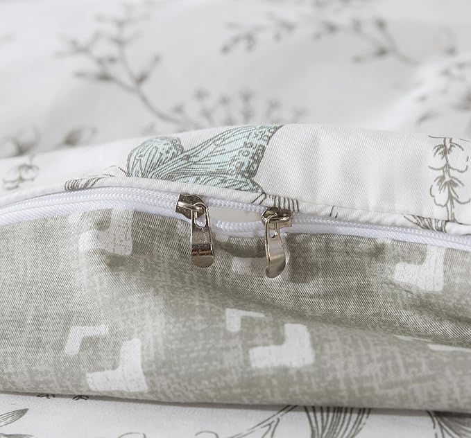 FADFAY Duvet Cover Set Colorful Butterfly Bedding Vintage Botanical Comforter Cover Set Shabby Branches Bedding 100% Cotton Soft Quilt Cover with Hidden Zipper Closure 3Pcs, King/California King Size