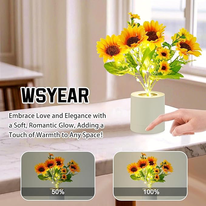 WSYEAR Sunflower Flower Lamp Gifts for Women, Birthday Christmas Ideal Gifts for Mom Granddaughter Girlfriend Friend Wife, Bedroom Bar Coffee
