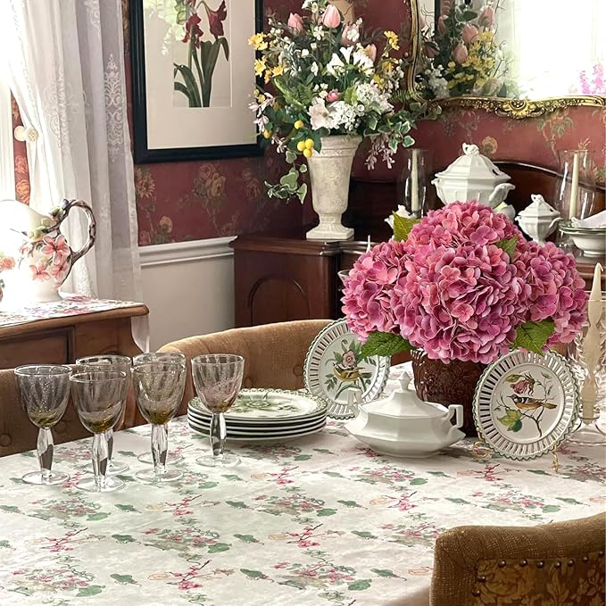 Magenta Pink Hydrangea Artificial Flowers, 3Pcs 21” Real Touch Latex Large Royal Faux Silk Flowers, Full Fake Artificial Hydrangeas with Stems for Bouquet Table Centerpieces Home