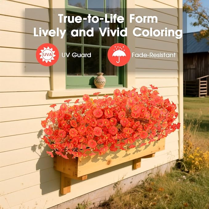 12 Bundles UV Resistant Fake Mums Silk Flowers Faux Mums, Fall Flowers Artificial for Decoration,Artificial Morning Glory for Thanksgiving Fall Decor Halloween Window Box Porch Outdoor Garden