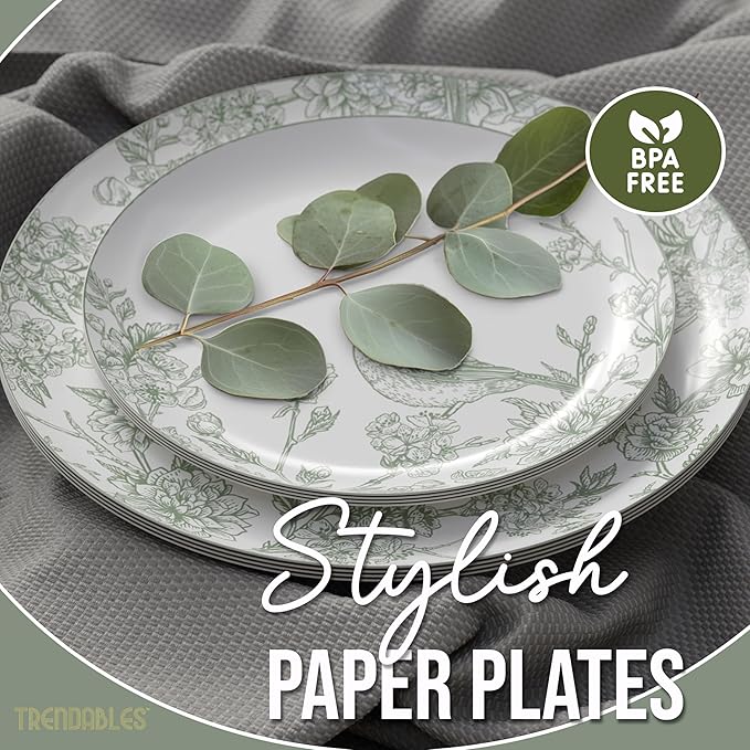 Trendables Floral Paper Plates 8.5 Inch & 10.5 Inch 80 Pcs Dinner Plate Set Fancy Disposable Plates for Party for 40 Guests 40 X 8 & 40 X 10 Large & Small Paper Plate Set for Parties Yaffa