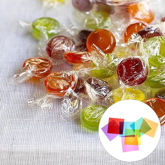 OATIPHO 84 Sheets Multi-colored Cellophane Paper Sheets Wrapping Cellophane for Candy DIY Crafts Anti-wear Material Creative Handmade Decorations