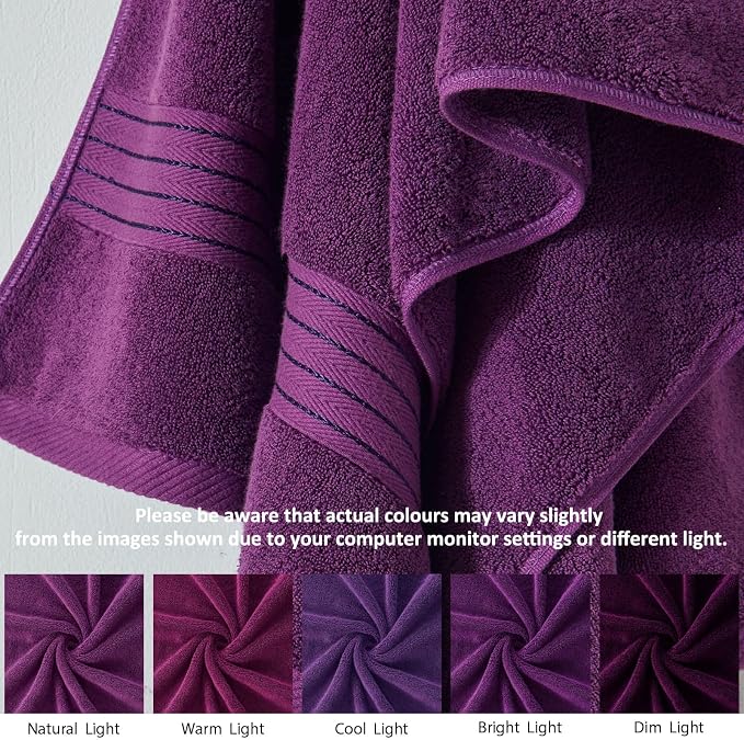 COZYART Purple Bath Towel Set for Bathroom Soft Absorbent Durable 650 GSM Turkish Cotton Towel Sets of 6, 2 Large Bath Towels, 2 Hand Towels, 2 Washclothes