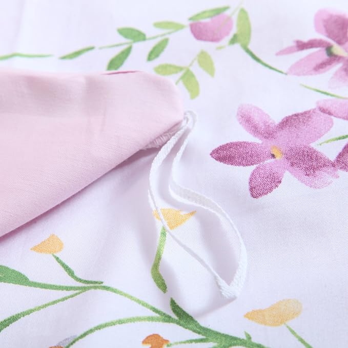 Brandream 100% Egyptian Cotton Bedding Set Full Size - 3 Pieces Floral Print Duvet Quilt Cover Sets with Button Closure