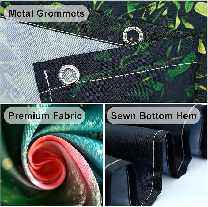 Green Tree Shower Curtain Butterflies Shower Curtains for Bathroom Waterproof Fabric Bath Curtain Decor with Hooks