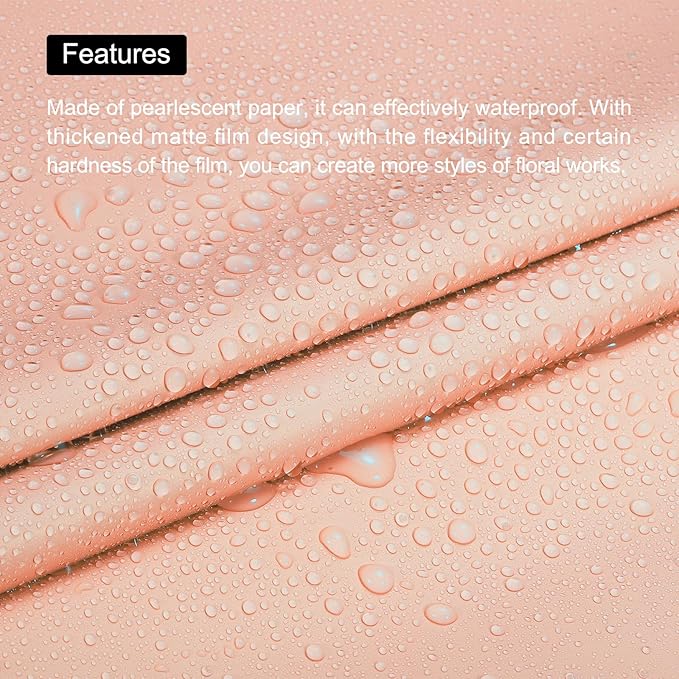 MECCANIXITY Set of 20 Flower Wrapping Paper 22.8x22.8 Inch Waterproof Florists Wrapping Paper for Florist Bouquet Supplies, DIY Crafts, Gift/Gift Box Packaging Pink