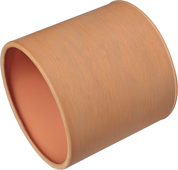 ARNIS Modern Plant Pots, Large Planters with Stand, Set of 2 Decorative Planters, Metal Pots with Drainage Holes for Living Room, Office, Garden or Balcony, 10.5 &12.25 Inch, Terracotta