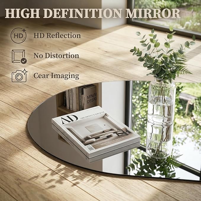 Irregular LED Bathroom Mirror with Lights, Backlit Vanity Mirror for Wall, Asymmetrical Wall Mirror, 3 Color Dimmable Anti-Fog Smart, Decorative Mirror for Bathroom, Entryway(24″ x 40″, 1 Pack)