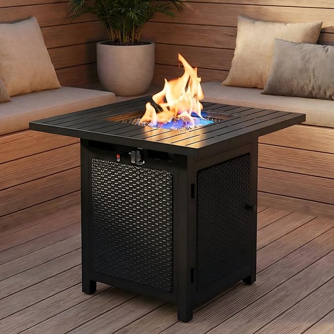 Wisteria Lane 30" Propane Fire Pit Table, 50,000 BTU Gas Fire Pit for Outside, Outdoor Fire Pit with CSA Certification, Rattan-Like Wicker Look for Patio Deck Garden Backyard Balcony