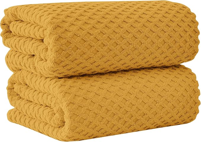 Great Bay Home Oversized Bath Sheets - 100% Cotton 2 Pack 68x35 Extra Large Towel - Absorbent, Durable, Quick-Dry Towels for Bathroom (Marigold)