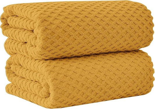 Great Bay Home Oversized Bath Sheets - 100% Cotton 2 Pack 68x35 Extra Large Towel - Absorbent, Durable, Quick-Dry Towels for Bathroom (Marigold)