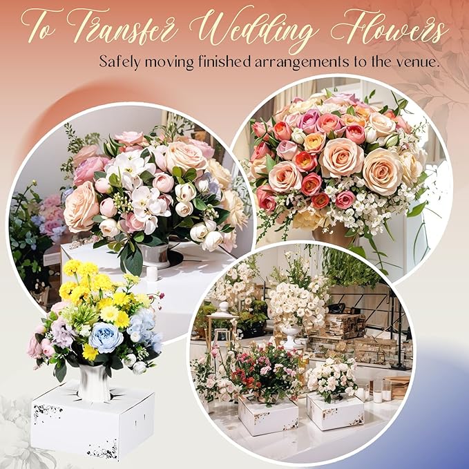 20 Pcs Cardboard Flower Delivery Boxes 8'' x 8'' x 4'' Vase Cases Florist Delivery Boxes for Bouquet Arrangements Florist Package Transport