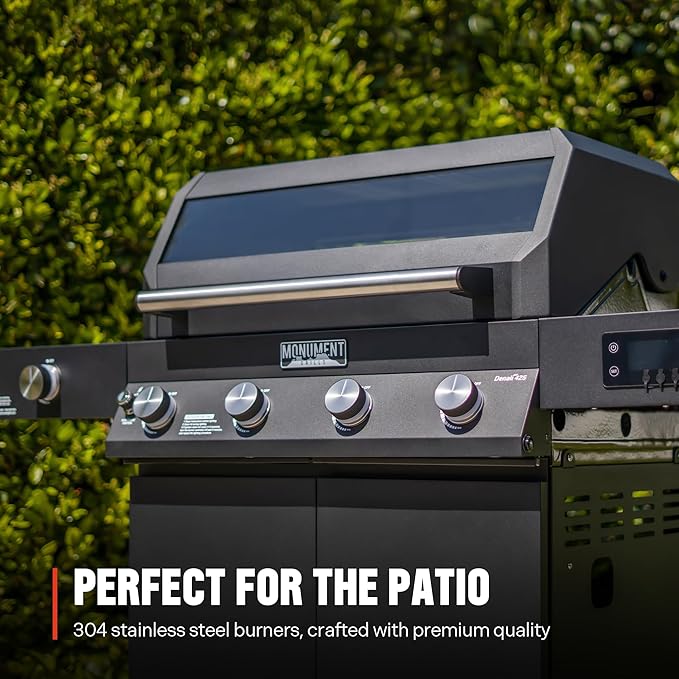 Monument Grills Denali 425 4-Burner Liquid Propane Gas Smart bbq Grill Stainless Steel with BBQ Cover (2 items)
