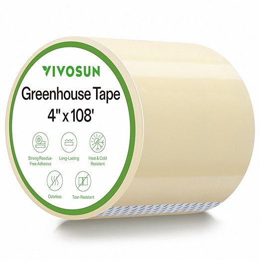 VIVOSUN Greenhouse Repair Tape, 6.3 mil 4" x108' Weatherproof Clear Poly Patch Tape, Heavy Duty Greenhouse Sheeting Coverings Film Tape for Plastic Sheeting and Tents