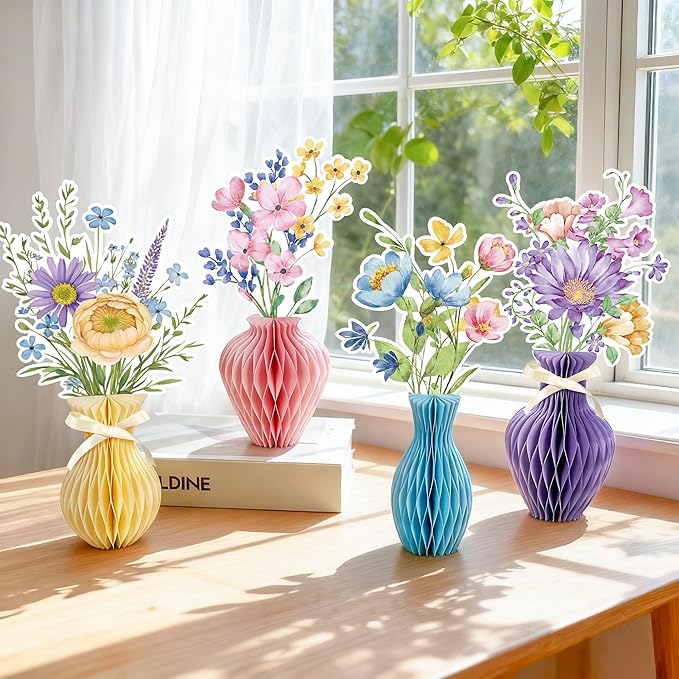 12PCS Wildflower Honeycomb Centerpiece Table Decorations Flower Centerpieces for Tables Wildflower Party Decorations for Birthday Baby Shower Wedding Spring Mothers Day Graduation Garden Party