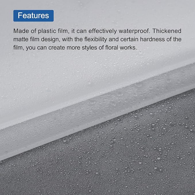 MECCANIXITY Flower Wrapping Fog Paper 22.8x22.8 Inch Waterproof Matte Floral Wrapping Paper for DIY Crafts, Gift/Gift Box Packaging Clear White 20 Pcs