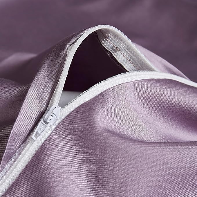 mixinni Queen Size Duvet Cover Purple Flowers Bird Bedding Sets Shabby Chic Boho Long-Staple Cotton Duvet Cover Set with Zipper Ties 1 Duvet Cover+2 Pillowcases, Ultra Soft, Breathable-Queen Size