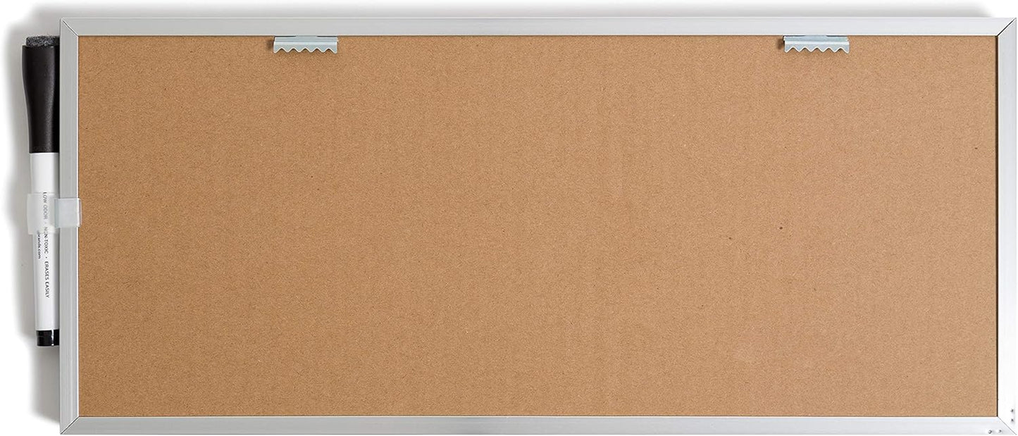 U Brands Dry Erase Weekly Combo Board - 7" x 16" Inches | Silver Aluminum Frame, Perfect for Office Use