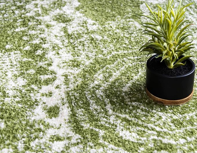 Unique Loom Bromley Collection Area Rug - Wells (2' x 6' 7" Runner, Green/ Ivory)