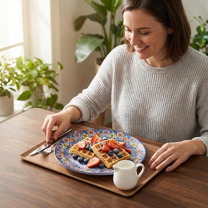 glowworm Dinner Plates, 10.5 Inch Ceramic Plates Set of 6 for Steak, Snacks, Pizza, Cake, Colorful Serving Dishes for Kitchen Decor Gift, Microwave Dishwasher Safe, Bohemian