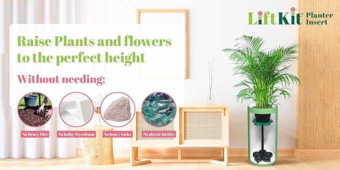 XL Tall Column Plant Riser Fill Bottom of Tall Flower Pots and XL Plant Containers | Indoor and Outdoor (20-34" Rise, 10" Base, 10" Top)