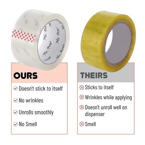 Mr. Pen Packing Tape - Heavy Duty Clear Shipping Tape, 2” Wide, 60 Yards, 8 Pack