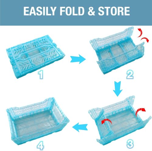 Pastel Plastic Storage Crates by [Brand Name] - 4-Pack Collapsible Bins for Organizing | 4L Space-Saving Design