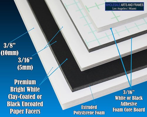 Foam Board | 24x48 Inch | 250 Pack | 3/8 Inch Thick Rigid Foam Core Sheets - Acid Free White Foamboard