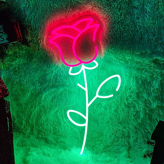 Flower Neon Sign Rose Sign Light,LED Neon Light for Wall Decor Flowers Shaped Light up Sign for Bedroom, Christmas, Shop, Teen Room, Dormitory Beautiful For Her,SIGNVIA,Size:45cm