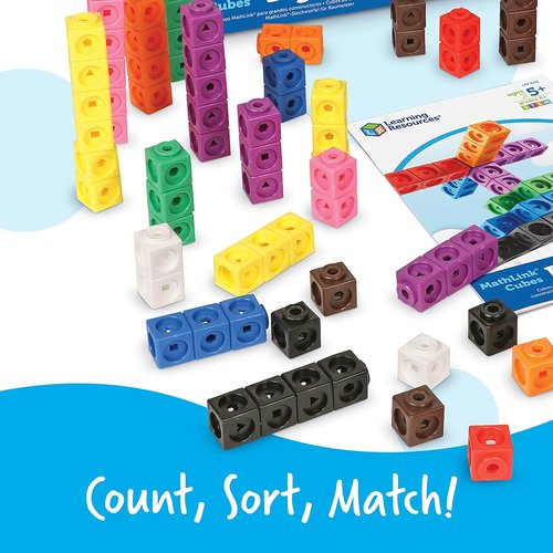Learning Resources MathLink Cubes Big Builders - STEM Math Manipulatives for Kids | Pattern Building Blocks & Counting Sets