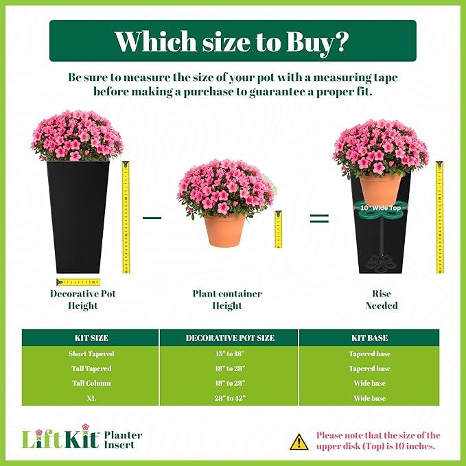 Tall Column Plant Riser Fill Bottom of Tall Flower Pots and Large Plant Containers | Indoor and Outdoor (11-17" Rise, 10" Base, 10" Top)