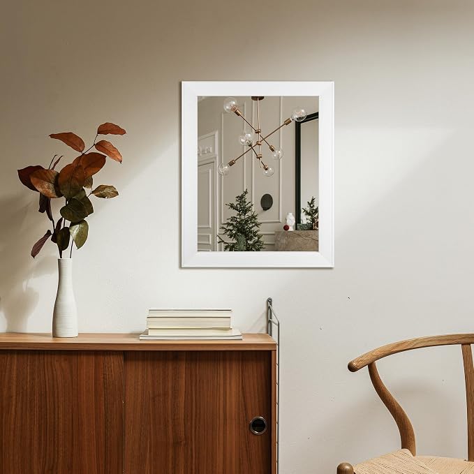 Ruomeng Rectangular Wall Mirror 16" x 20" Framed Mirror for Bathroom, Bedroom, Entryway, Living Room, White