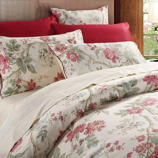 Brandream Luxurious Duvet Cover Queen Size Bedding Set Floral Duvet Quilt Cover Set Printed Chinoiserie Peony Asian Style Home Collections 800TC Egyptian Cotton Bedding Set Pieces