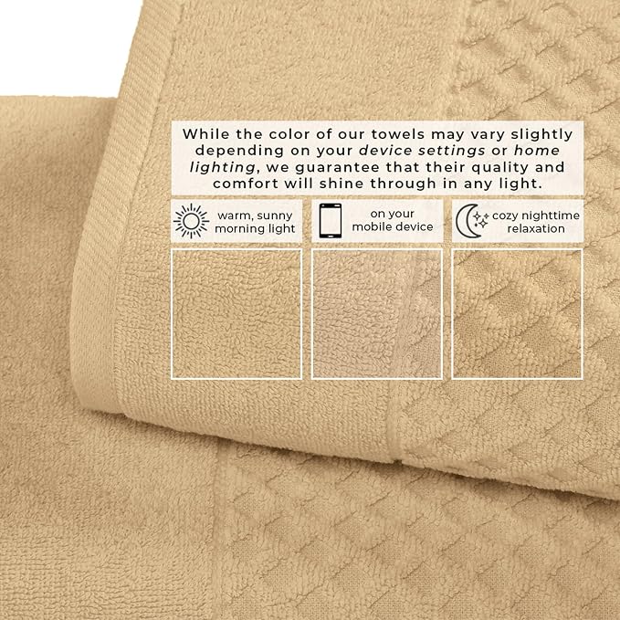 Great Bay Home Bath Towels - 100% Cotton 6 Piece Bath Sheet Set - Diamond Waffle Weave - Absorbent, Durable, Quick-Dry Towels for Bathroom (Oatmeal)