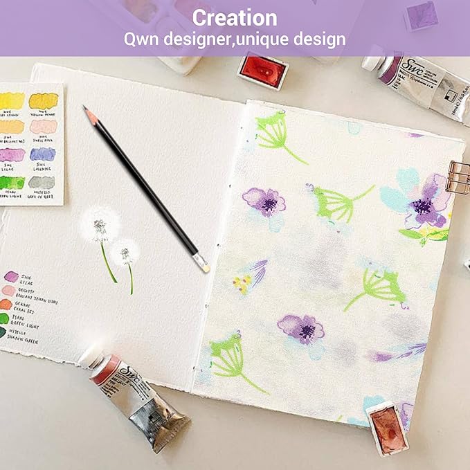 Softan Floral Full Sheet Set Blue Purple Flower Printed Bed Sheets, Soft Microfiber Patterned Fitted Sheets Full with 15" Deep Pocket & Non-Slip Straps, Summer Cooling Sheets & Pillowcase Set