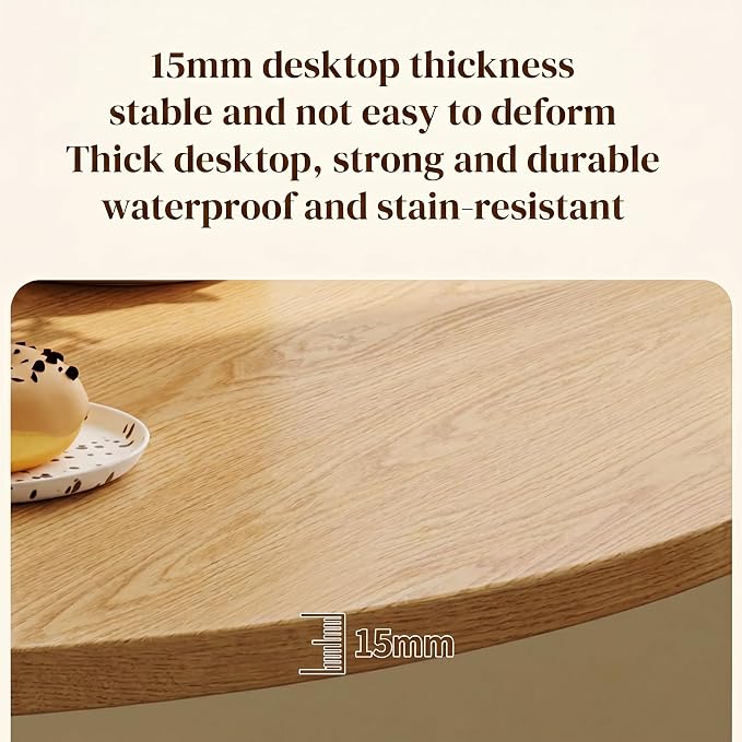 31.5" Round Dining Table, Modern Tulip Table with Natural Wood Grain MDF Top & Black Steel Pedestal Base, Mid Century Kitchen Table for Small Spaces, Apartment, Breakfast Nook, Office