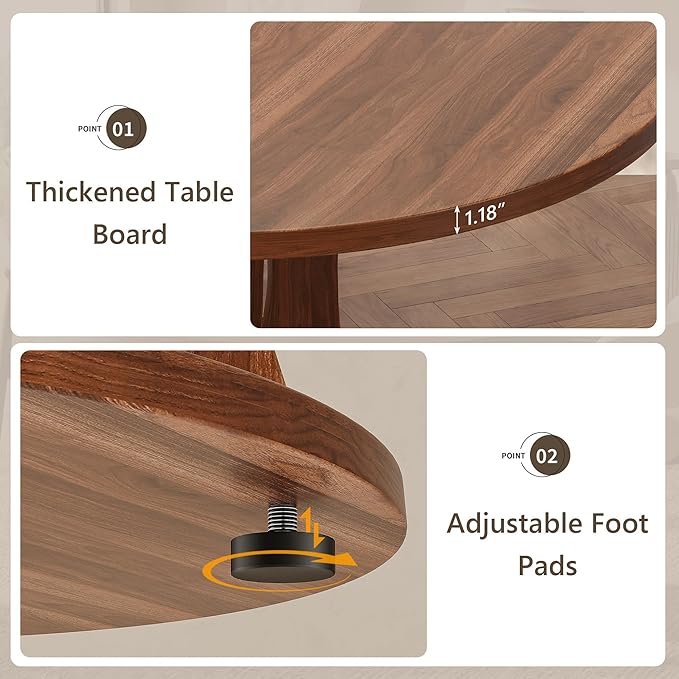 Einhomn 43-59" Extendable Round Dining Table, Kitchen Table for 4-8, Farmhouse Circle Dining Room Table with Removable Leaves,Hidden Storage, Space Saving Wood Kitchen & Dining Room Furniture, Walnut