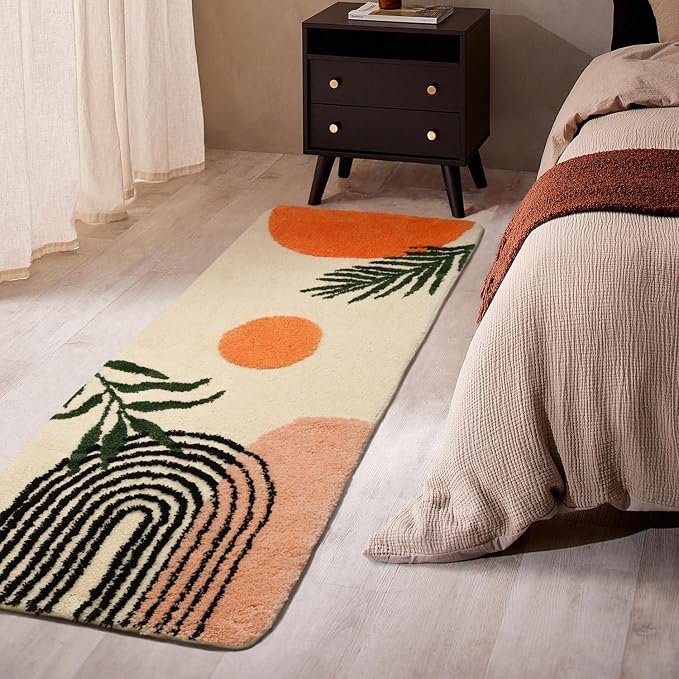 Boho Bathroom Runner Rugs 24 x 60 Non Slip, Large Long Bathroom Rug Cute Bath Mat for Bathtub Washable Shower Rug