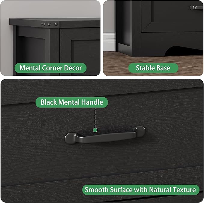 Dresser for Bedroom with 8 Drawers, 54" Wide Wood Chest of Drawers with Deep Drawers & Mental Handle, Modern Dresser TV Stand, Wooden Closet Storage Organizer for Living Room, Hallway, Entryway, Black