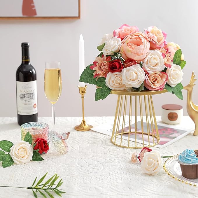 Artificial Flowers Combo, Fake Flowers for DIY Tables Centerpieces Baby Shower Bridal Shower Wedding Bouquet Arrangements Party Candle Holder Cake Decor Flower Home Decorations