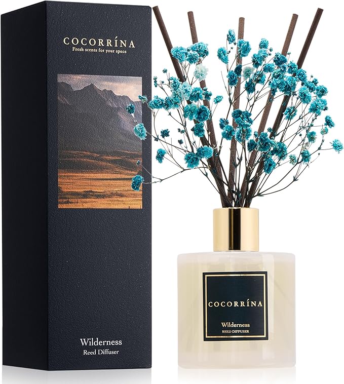 COCORRÍNA Reed Diffuser - Wilderness 6.7 fl oz Scented Diffuser with 8 Sticks Home Fragrance Reed Diffuser for Bathroom Shelf Decor