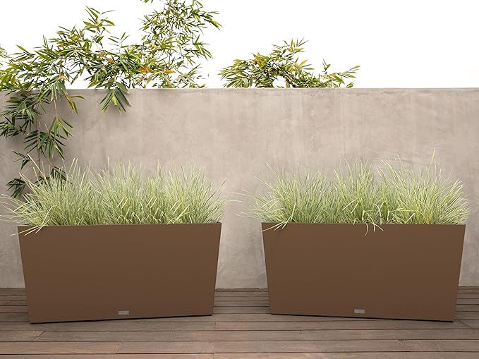Veradek Pure Series Midori Trough Planter - Large Rectangular Planter for Indoor or Outdoor Deck/Porch | Durable All-Weather Use with Drainage Holes | Modern Decor for Shrubs, Flowers, Small Plants