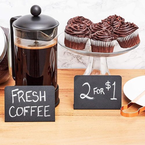 Juvale Metal Tabletop Chalkboard Signs - Galvanized Iron Menu Stands - 3"x4.2", Black, Pack of 8