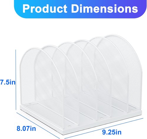 Gianotter Desktop File Organizer - 5-Compartment Desk Organizer for Office Supplies | White Upright Style