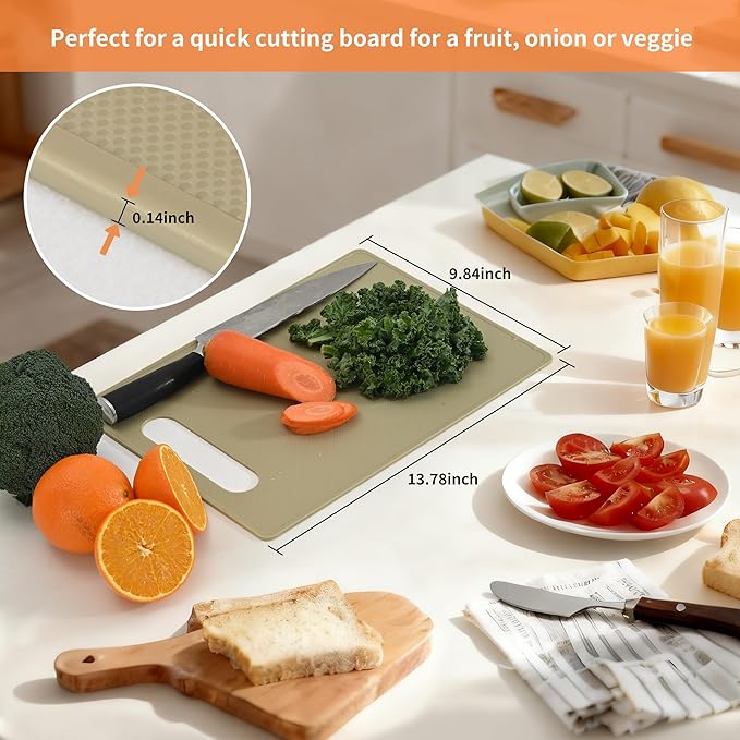 Premium Plastic Cutting Board Set – 3-Pack BPA-Free, Reversible, Easy to Clean, Durable and Lightweight – Ideal for Meat, Vegetables, and Seafood – 14 x 10 inch, Kitchen Essential