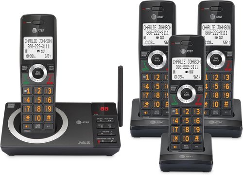 AT&T Cordless Home Phone - 4-Handset DECT 6.0 System with Large Display & Smart Call Blocker | Charcoal Black
