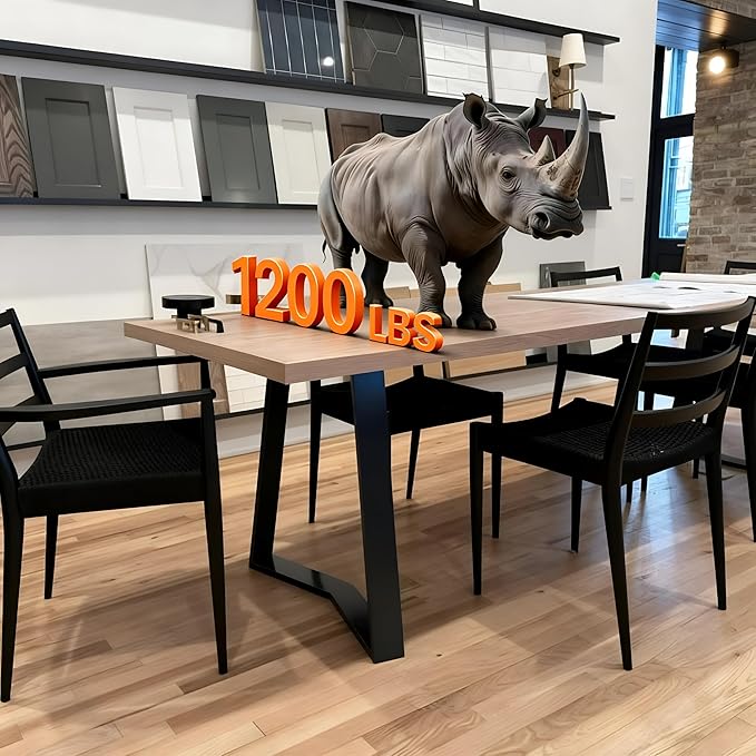 FUSHIAIPTC 28 Inch Dinning Table Legs, 25.8" W Desk Legs Set of 2 Heavy Duty Metal Legs for Table, 3.2” Thickened Treatment Modern Table Leg with Adjustable Floor Protector (Trapezoidal)