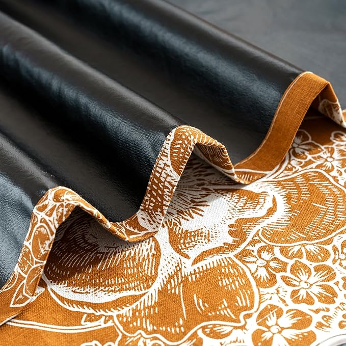 Printed Peony Blackout Curtains for Bedroom- Vintage Orange Floral Pattern on Cotton Blend Fabric, Grommet Top Light Blocking Drapes, Home & Office Decor, 52W x 96L