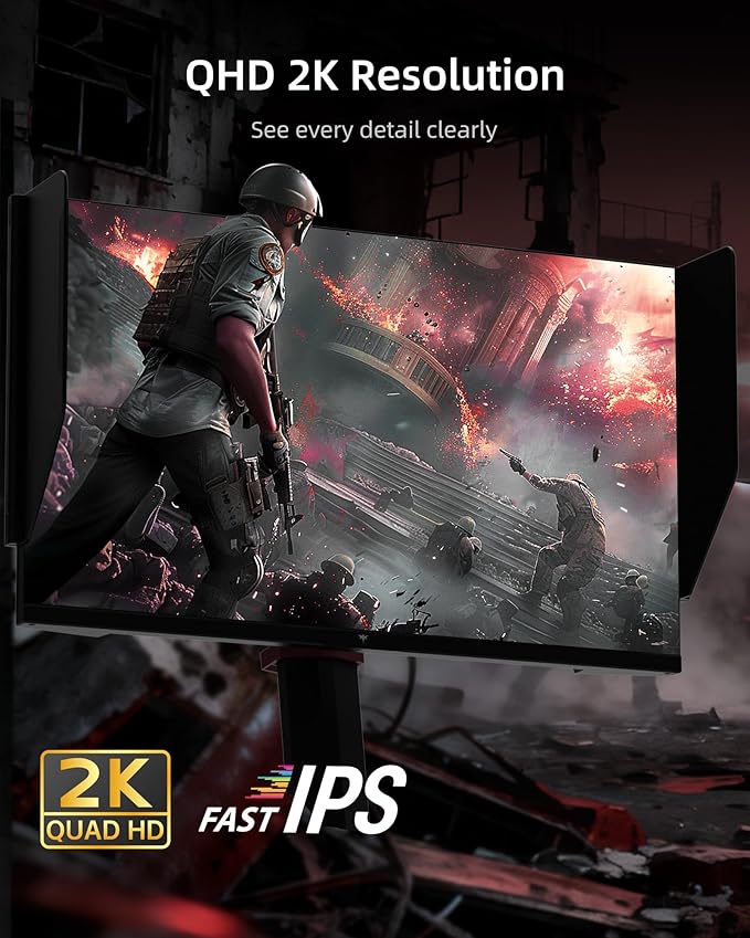 KTC 27M1 27 Inch Gaming Monitor, 1440P Monitor with Speakers Built in, 210Hz Monitors with Shielding Hood, Fast IPS, Adaptive Sync, 130%sRGB, 1MS(MPRT), VESA Mount, Tilt/Swivel/Pivot/Height Adjustment