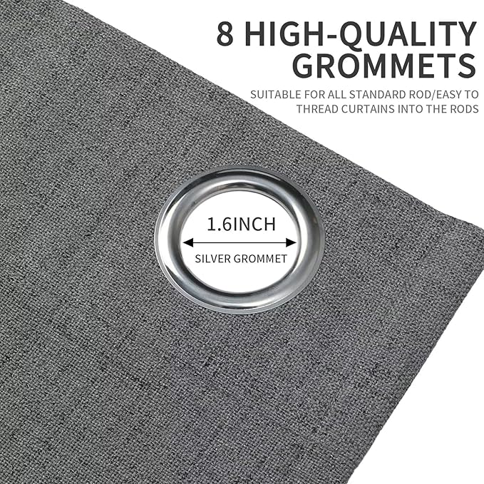 Joydeco Custom Dark Grey Textured Total Blackout Curtain for Bedroom and Living Room. Grommet Textured Thermal Insulated Room Darkening Curtain 1 Panel (Custom Size and Color)
